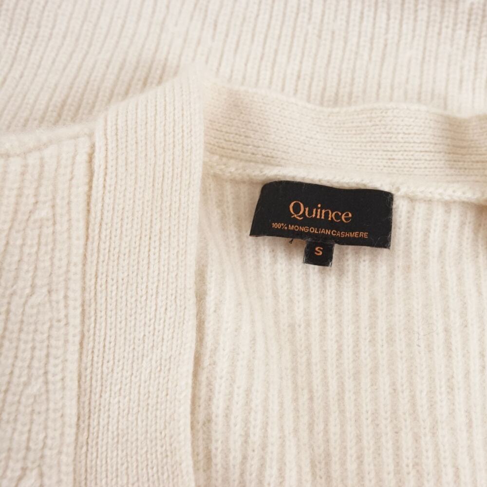 Quince 100% Mongolian Cashmere Boyfriend Cardigan Ivory Cream Sweater Sz S - Picture 7 of 10